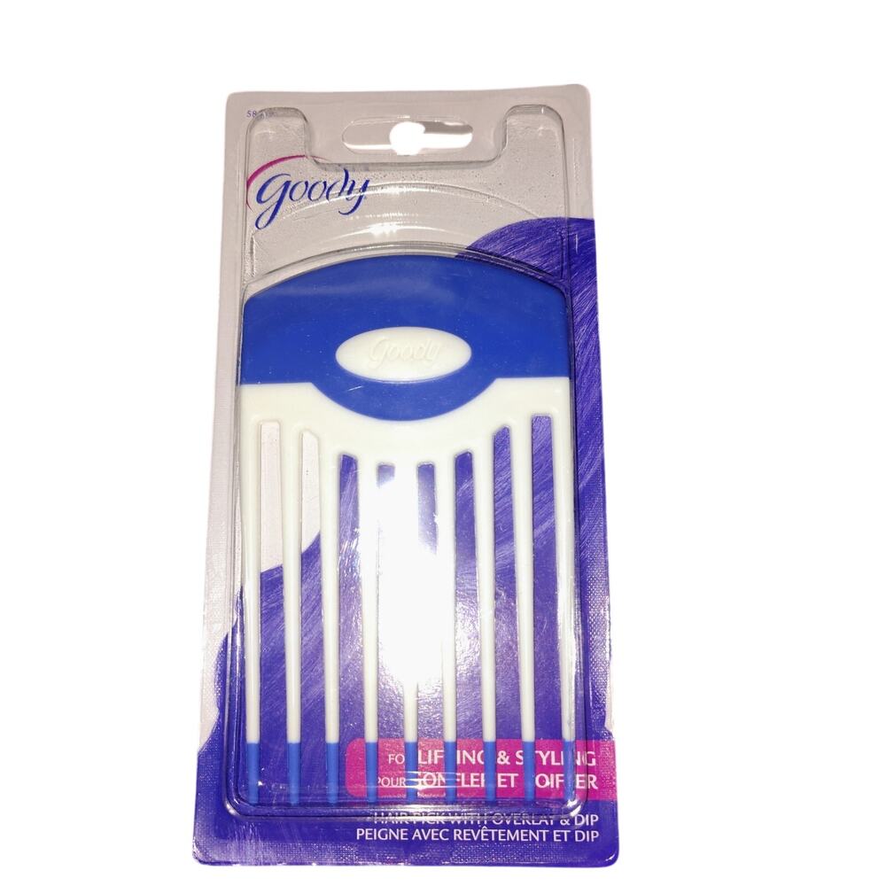 GOODY Lift Styling Comb Hair Pick White Blue Tip Dip New Old Stock 2009 #58459